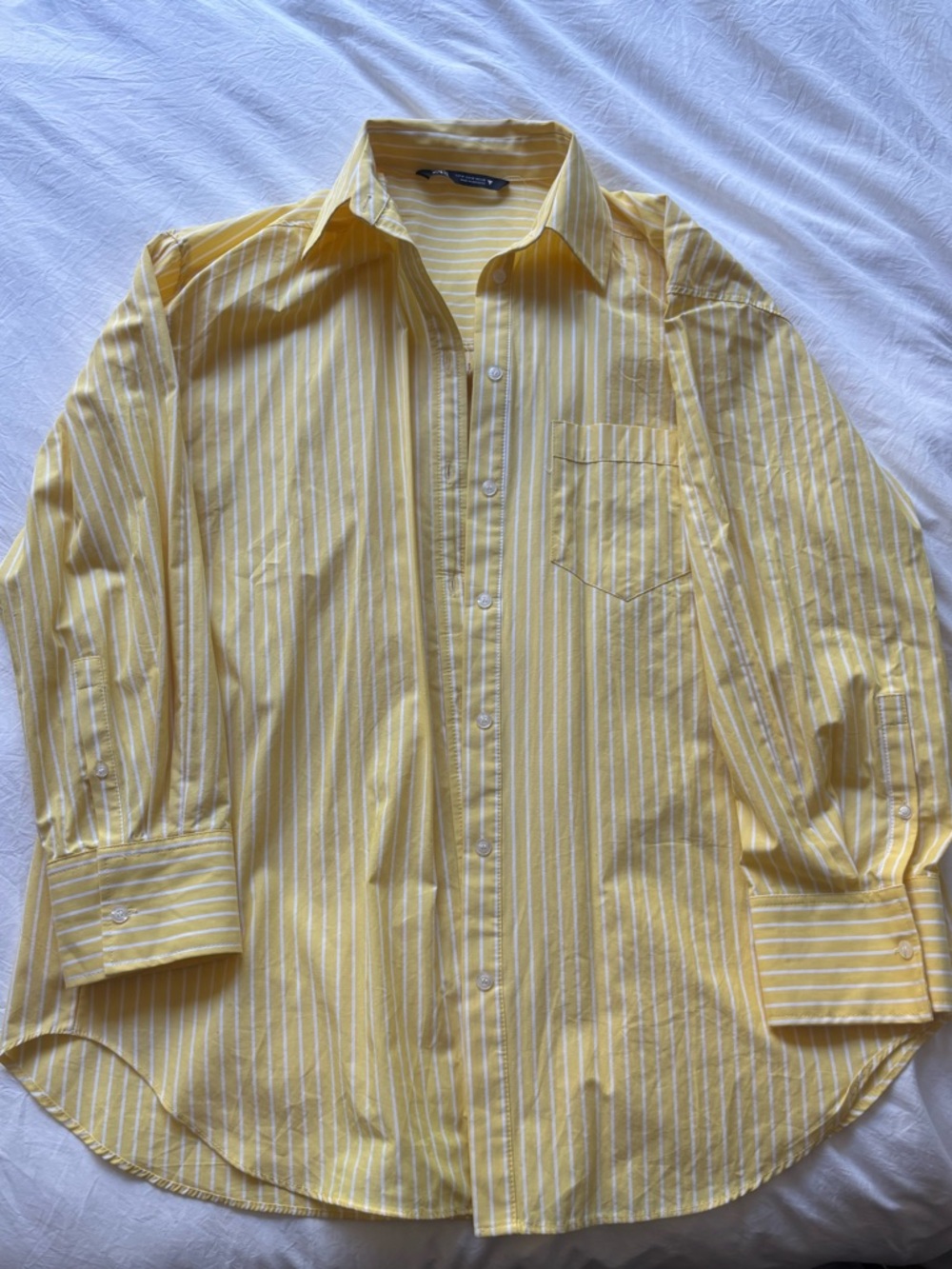 Zara Yellow & White Striped Button-Down Shirt